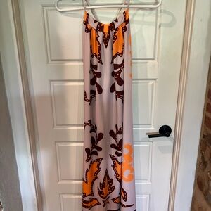 Boutique Elegant Orange and Brown Maxi Dress